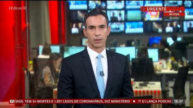 Cesar Tralli apresentando um jornal na Globonews 