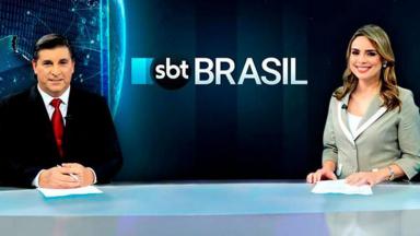 Carlos Nascimento e Rachel Sheherazade na bancada do "SBT Brasil" 