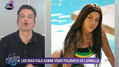 Leo Dias comentando vídeo de Ludmilla enquanto aparece imagem dela. 