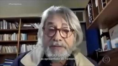 Sérgio Chapelin em videoconferência no Fantástico 