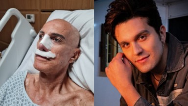 À esquerda, Amin Khader aparece com curativo no nariz após cirurgia plástica; à direita, Luan Santana posa para foto no Instagram 