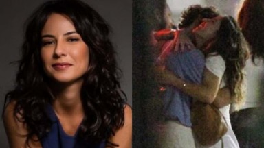 À esquerda, Andreia Horta; à direita, a atriz aos beijos com o novo namorado, o ator Ravel Andrade 