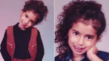 Anitta, sorridente em duas fotos na infância 