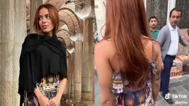 Montagem de fotos de Anitta pelas ruas da Turquia 