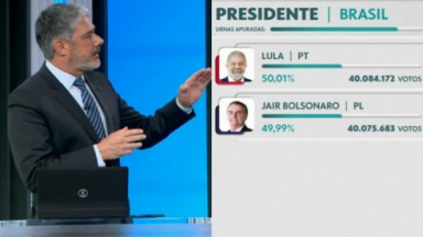 William Bonner na cobertura da apuração de votos do segundo turno das Eleições 2022, na Globo 