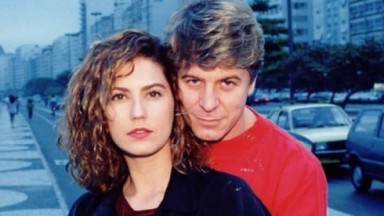 Patrícia Pillar e Miguel Falabella na minissérie As Noivas de Copacabana, exibida na Globo em 1992 