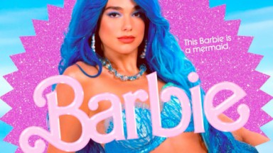 Dua Lipe caracterizada para o filme de Barbie 