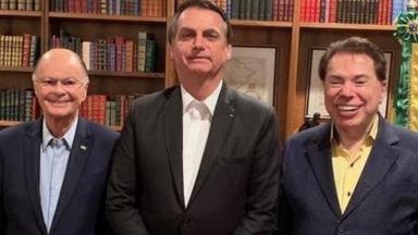 Jair Bolsonaro ao lado de Edir Macedo e Silvio Santos 