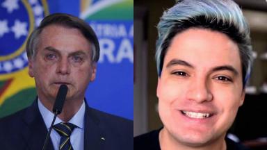 Jair Bolsonaro (à esquerda) e Felipe Neto (à direita) em foto montagem 