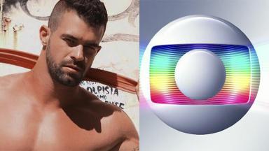 Borat, à esquerda, e logotipo da Globo, à direita, em montagem do NaTelinha 