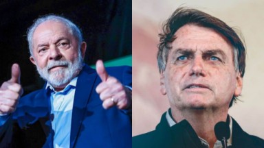 Montagem de fotos de Lula e Bolsonaro 
