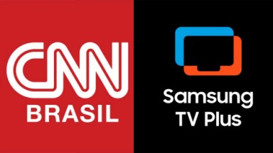 logotipo da CNN Brasil e Samsung TV em montagem do NaTelinha 
