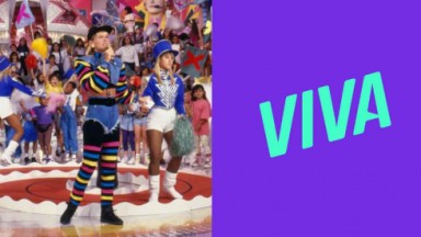 Montagem com Xuxa e a logo do Canal Viva 