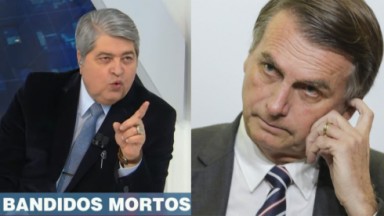 Datena apontando o dedo; Bolsonaro preocupado 