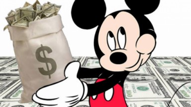 Mickey Mouse com pacote de dólares 
