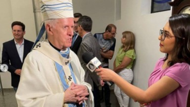 Dom Orlando Brandes, Arcebispo de Aparecida, durante entrevista 