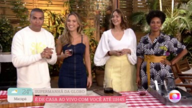 Maria Beltrão, Thiago Oliveira, Rita Batista e Thalita Morete tomando café no É de Casa 