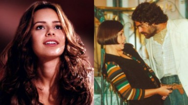 À esquerda, Sandy na novela Estrela-Guia; à direita, Adriana Esteves e Eduardo Moscovis em O Cravo e a Rosa, atualmente em reprise na Globo 