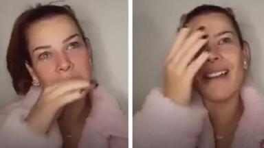 Fernanda Souza  chorando no Instagram 