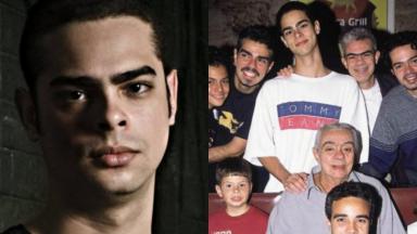 À esquerda, Cícero Chaves; à direita, o produtor fonográfico e DJ em foto com o pai Chico Anysio e os irmãos 