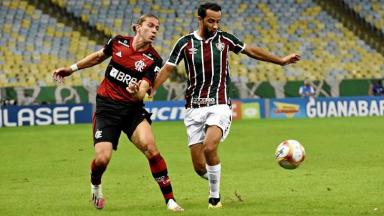 Jogadores de Flamengo e Fluminense na final do Campeonato Carioca 2020 