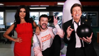 Flávia Noronha, Fefito e Nelson Rubens no TV Fama, da RedeTV! 