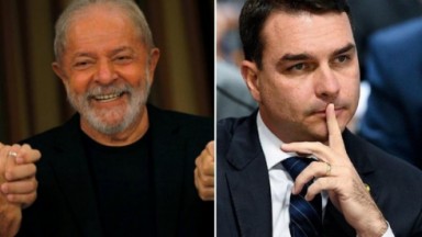 Lula e Flávio Bolsonaro em montagem 
