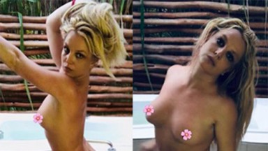 Britney Spears em poses sensuais com seios à mostra 