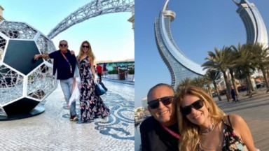 Galvão Bueno turista com a mulher Desirée Soares em Doha, no Catar 