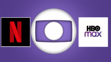 Montagem com o logotipo da Globo, Netflix e HBO Max 