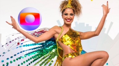 Modelo Globeleza durante a gravação da vinheta na Globo 