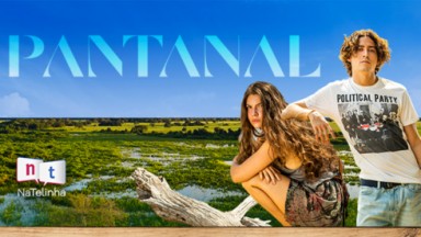 Montagem com os personagens Juma e Jove da novela Pantanal 