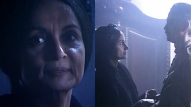 Joana Fomm como Perpétua em cena do último capítulo da novela Tieta, reprisada no Vale a Pena Ver de Novo, na Globo 