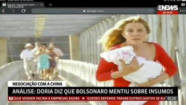 Cena de Nazaré correndo na ponte exibida na GloboNews 