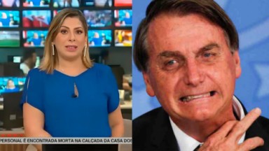 Daniela Lima no Conexão GloboNews e Bolsonaro com olhar assustado 