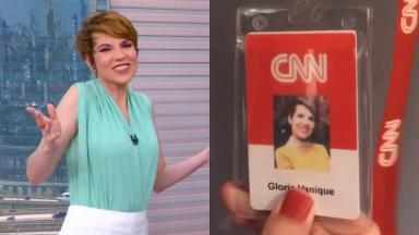 Glória Vanique exibe crachá da CNN Brasil 