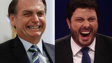 Jair Bolsonaro e Danilo Gentili sorrindo 