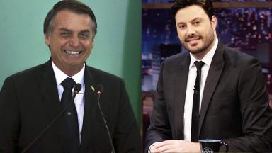 Jair Bolsonaro e Danilo Gentili sorrindo 