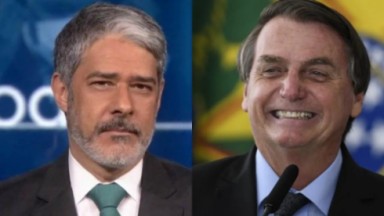 Bolsonaro e Bonner em tela dividida 