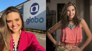 Montagem de duas fotos de Juliana Paiva na Globo 