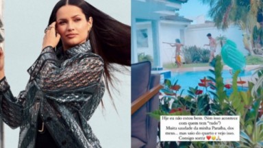 Juliette fez desabafo no Instagram; à esquerda, campeã posa para foto; à direita, ela exibe a piscina de sua casa 