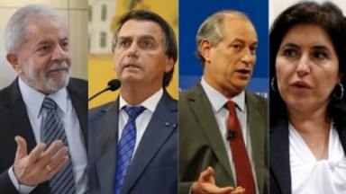 Lula, Bolsonaro, Ciro e Tebet, que podem estar no pool com a Jovem Pan 