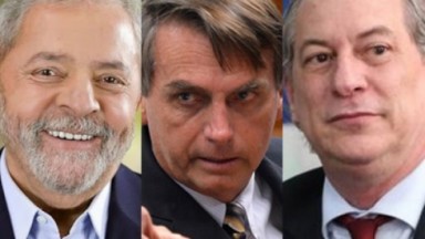 Lula, Bolsonaro e Ciro Gomes em montagem 