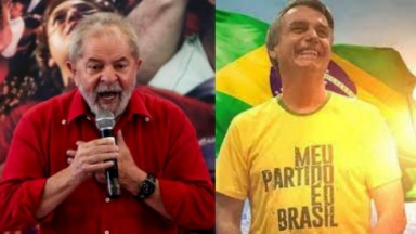 Lula de vermelho e Bolsonaro de amarelo 