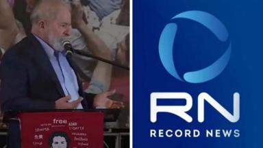 Lula discursando sobre absolvição e o logo da Record News 