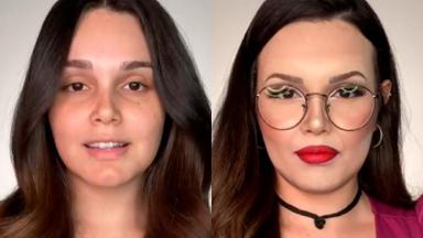 Foto mostra antes e depois da maquiagem feita por Letícia Gomes para se transformar em Juliette do BBB21 