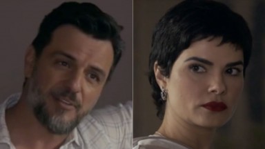 Moretti (Rodrigo Lombardi) e Leonor (Vanessa Giácomo) em cena de Travessia 