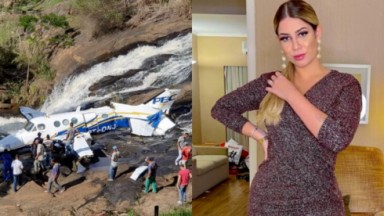 Avião caído em cachoeira; Marilia Mendonça posada 