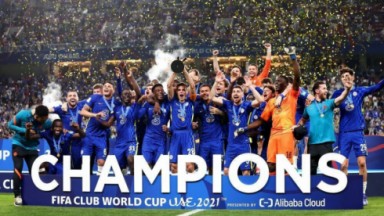 Chelsea festejando o título do Mundial de Clubes 