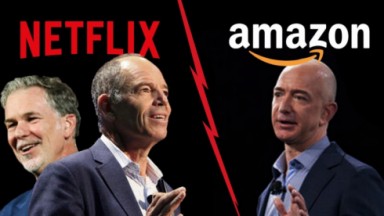 Montagem com cofundador da Netflix e Jeff Bezos da Amazon 